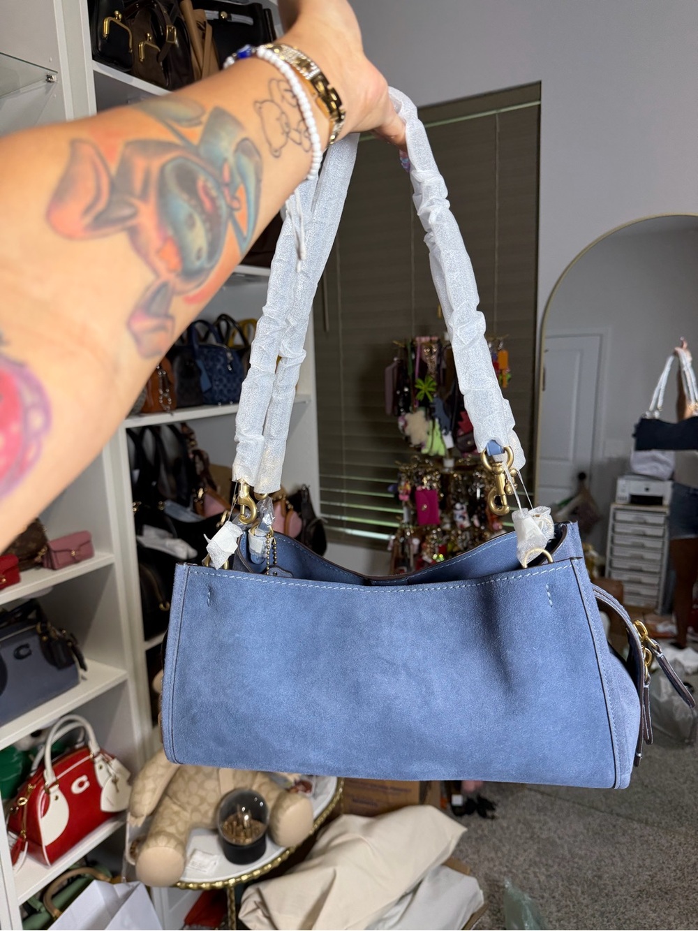Coach Blue Suede Rogue 34 - Picture 2 of 10